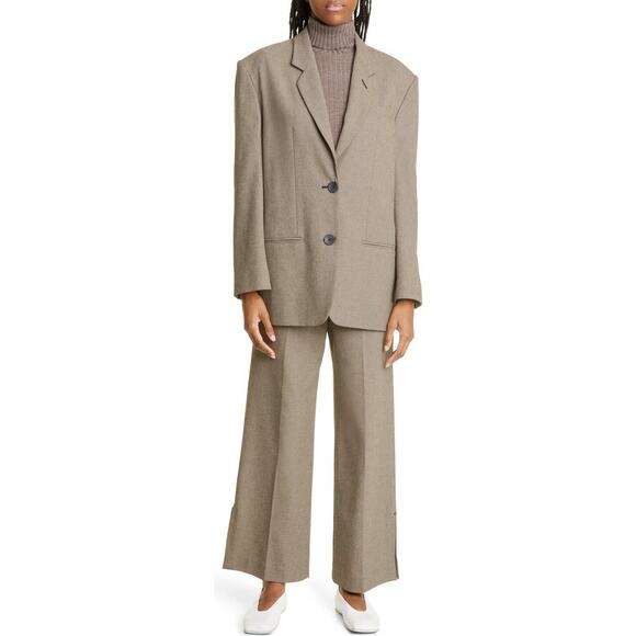 EUC By Malene Birger Reyne Ribbed Merino Wool Turtleneck Taupe Sweater Sz Large - Picture 9 of 16